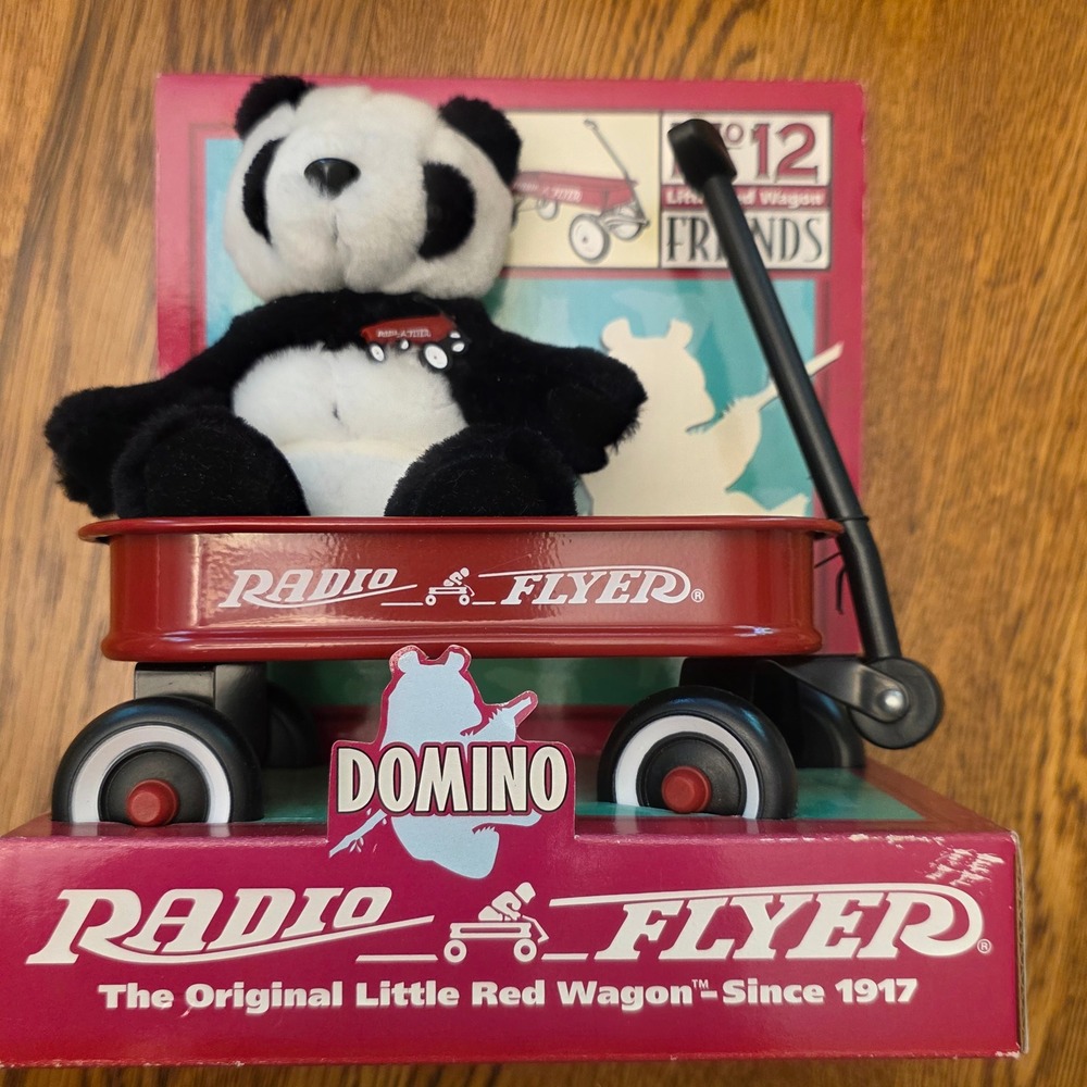 Radio Flyer Little Red Wagon Friends Domino Panda Bear Plush Metal Wagon 1998